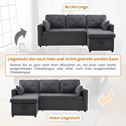 View Sofá Cama 3 plazas con Portavasos y Bolsa Pasamanos Lateral, Sofá en Forma de L, Intercambiable a la Derecha y a la Izquierda, Gris image 6
