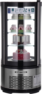 View METRO Professional Kuchen-Vitrine GRV1100, Gastro, Edelstahl/Glas, 100 L, Umluftkühlung, 490W, Temperaturanzeige, automatisches Abtauen, rund, silber, image 1
