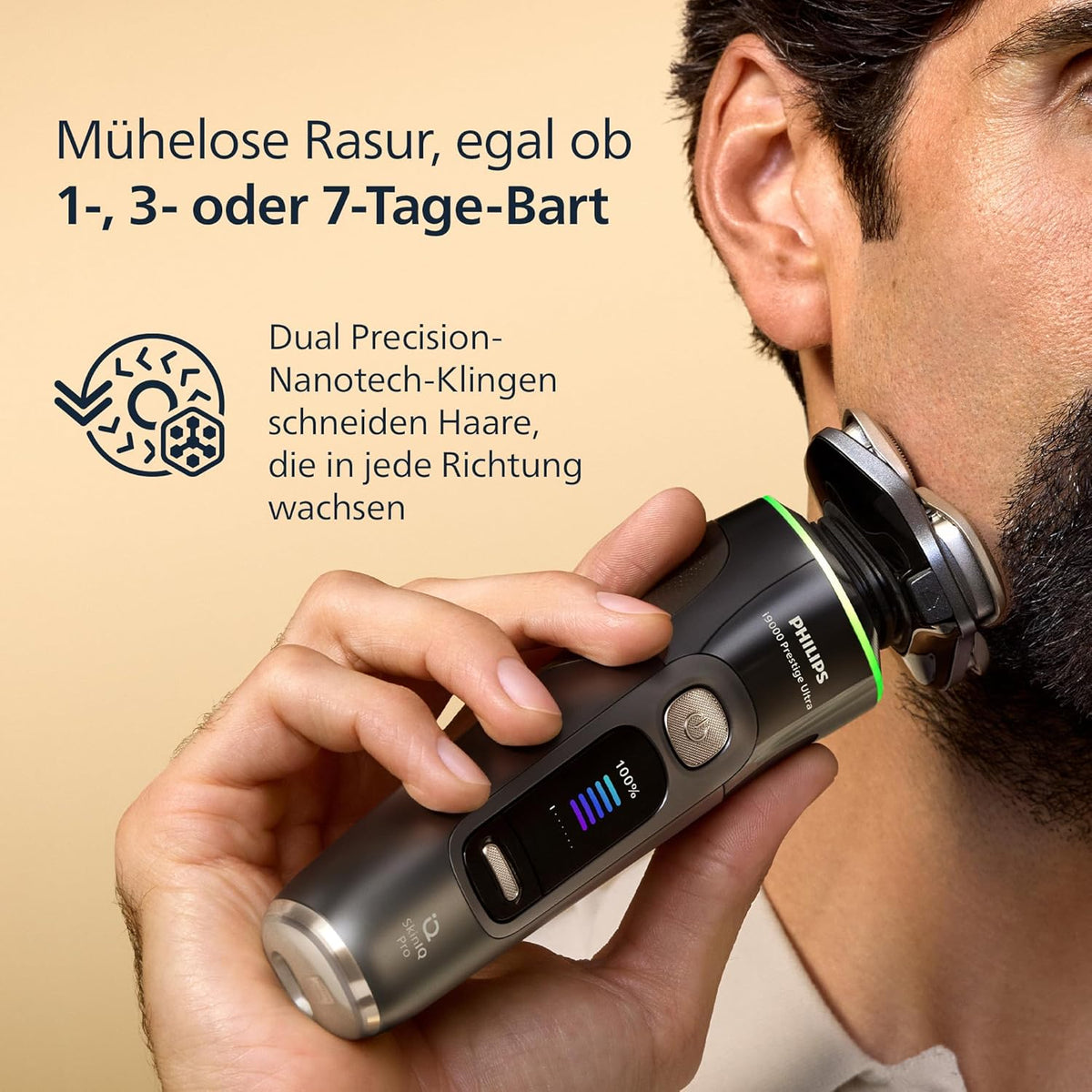 Rasierer i9000 Prestige Ultra, Nass- und Trockenrasierer für Herren, adriatic, Druck- und Bewegungssensor, 5+1 Bartstyler, Reinigungsstation, UV-