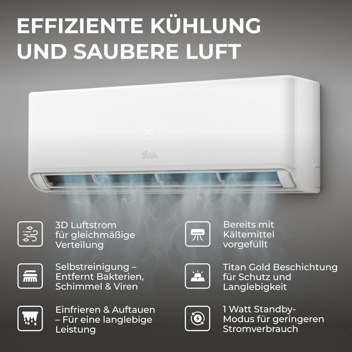 Kältebringer A+++ R290 Split Klimaanlage 12000 BTU (3,7 kW) - mit Heizfunktion, WiFi & App, bis 60m², sehr leise, 5m Kupferleitung, Kältemittel R290,