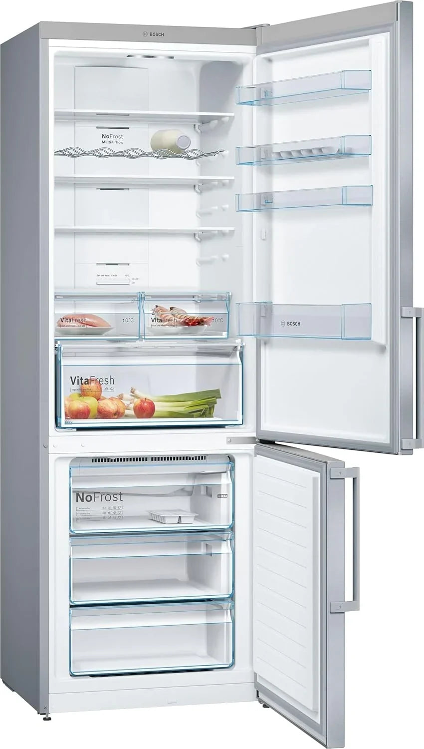 Bosch Serie 4 - Frigorífico combinado, NoFrost, alto 203 x ancho 70 cm, 438 L, Tecnología VitaFresh, Blanco - KGN49XIDQ