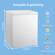 View Comfee 198L Gefriertruhe, leise 37 dB, 4-Sterne-Gefrieren, Kühl-/Gefrier-Konvertierung (1–10°C / -24––12°C), 24‐h‐Schnellgefrierung 9kg, image 2