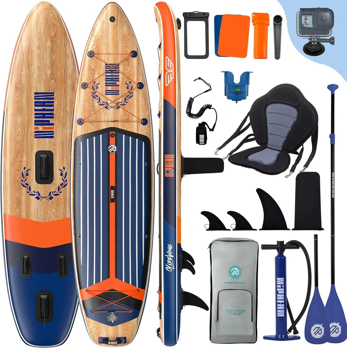 Niphean (Extra Grande) Tabla Paddle Surf Hinchable para 2+1 Personas/Familia, Paddle Surf con (Apto para Principiantes) Aleta Equilibrada, Funda