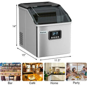 View 48LBS/24H Stainless Steel Countertop Ice Maker Machine with Self-Clean Function LCD Display Ice Scoop Basket image 6