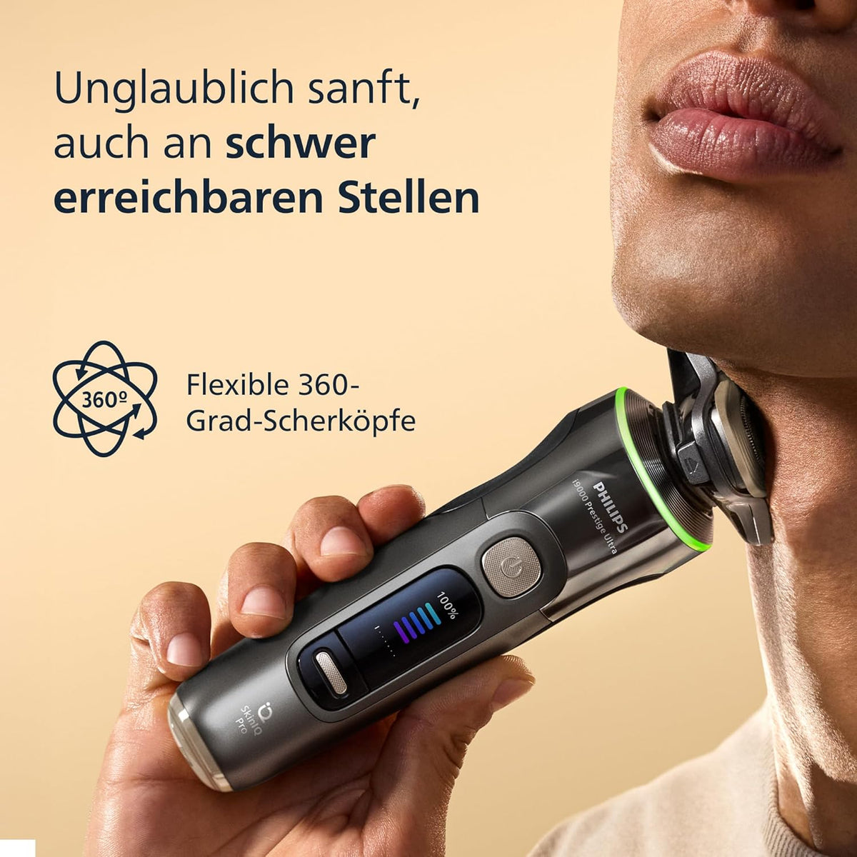 Rasierer i9000 Prestige Ultra, Nass- und Trockenrasierer für Herren, adriatic, Druck- und Bewegungssensor, 5+1 Bartstyler, Reinigungsstation, UV-