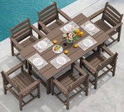 View 7-Piece Patio Table Set, Outdoor HDPE Dining Furniture with Umbrella Hole, All Weather Table and Chairs for Lawn, Garden, Poolside, Aruba image 1