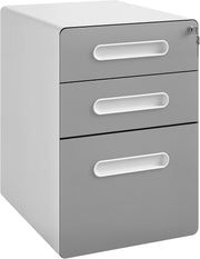 View 3 Drawer Vertical Filing Cabinet with Lock and Wheels, Under Desk Mobile File Cabinet for Legal, A4, Letter Size, Steel Frame for Home Office, Black image 2