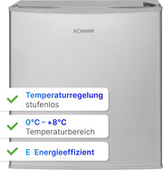 View Bomann Mini Kühlschrank 42 Liter | Getränkekühlschrank klein für Büro, Camping und Gaming | kleiner Kühlschrank leise 39 dB | Minibar mit wechselbarem image 6