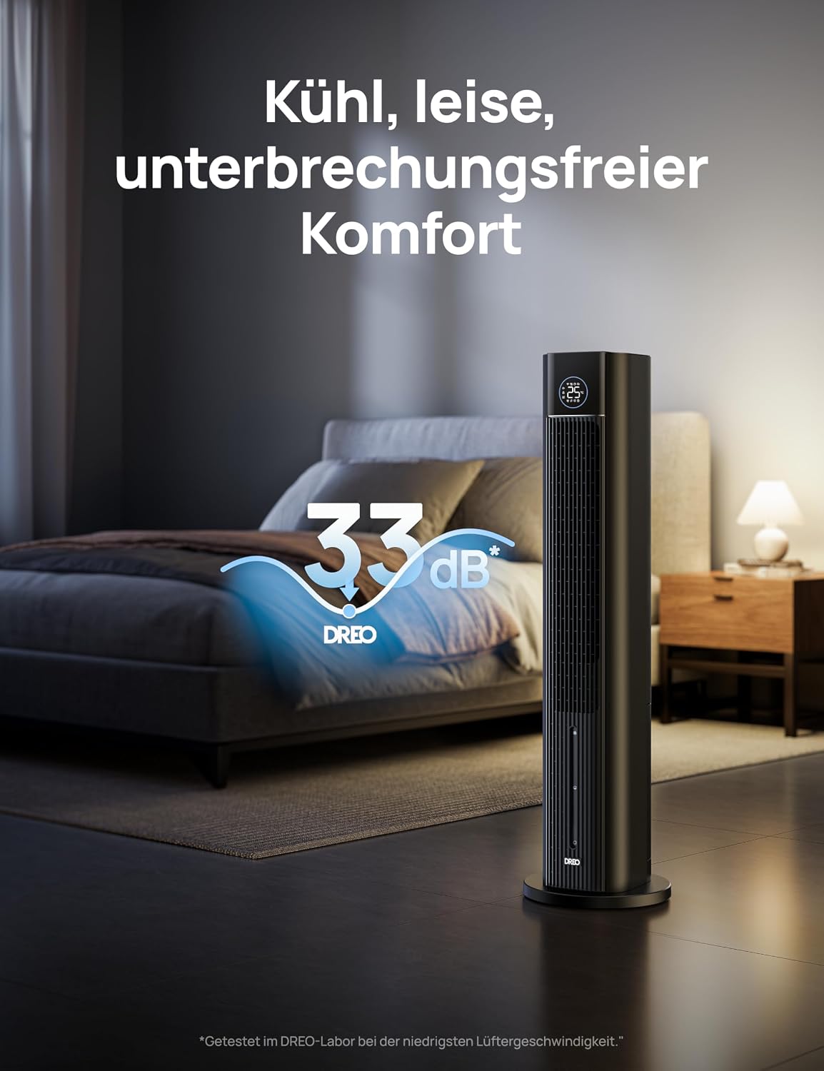 DREO Turmventilator mit Wasserkühlung, 110 cm Luftkühler mit Wasserkühlung Leise, 4-Geschwindigkeiten-4-Modi Verdunstungskühler, APP-Steuerung,