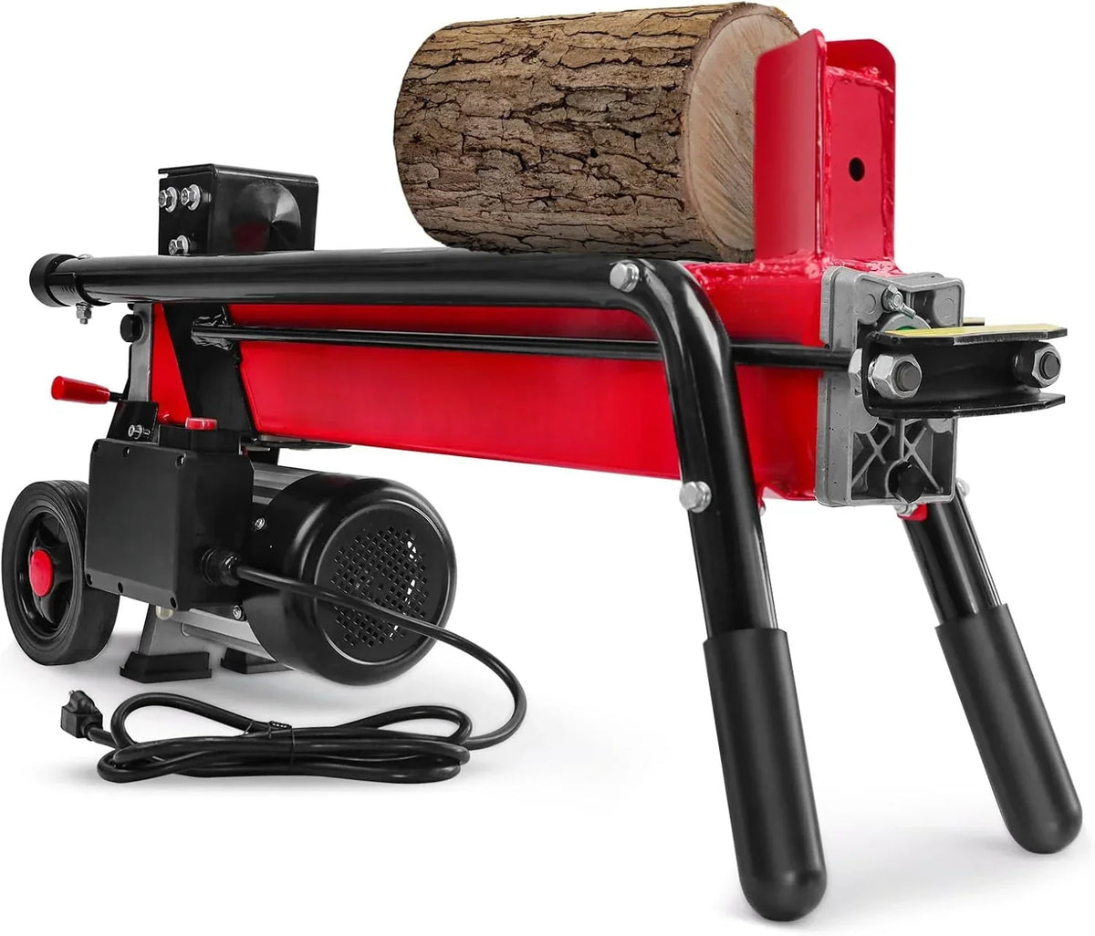 Electric Log Splitter 7-Ton - Efficient Wood Splitter with 3500 Motor Speed, 15 Amp, Horizontal Full Beam Design and Steel Wedge for Firewood &