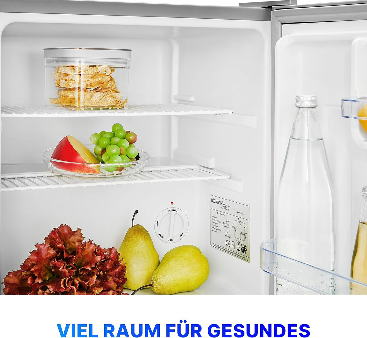 Bomann Mini Kühlschrank 42 Liter | Getränkekühlschrank klein für Büro, Camping und Gaming | kleiner Kühlschrank leise 39 dB | Minibar mit wechselbarem