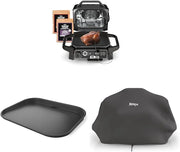 View 7-in-1 Grill & Smoker with Thermometer, Air Fryer, BBQ, Bake, Roast, Broil - Portable Electric Outdoor Grill, Grey image 2