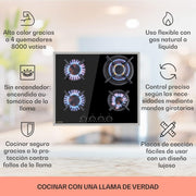 View Klarstein Cocina de Gas Butano, Placa de Gas 4 Fuegos 8000W, Placa Vitroceramica Gas Integrada para Cocina, Placa Gas Butano de Diseño, Encimera Gas image 2