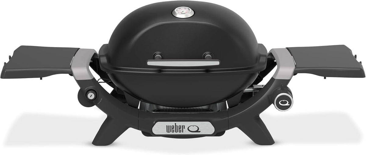 Weber Q 1200N Gasgrill mit Seitentischen/leichter Grill für Camping, Terrassen & Balkone mit Hochleistungsbrenner, porzellanemaillierten Gussrosten &
