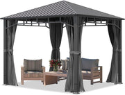 View TOOLPORT Gartenpavillon 3x3 m Stahldach Hardtop 4 Seitenteile in Grau, Pfosten 9x9 cm image 1