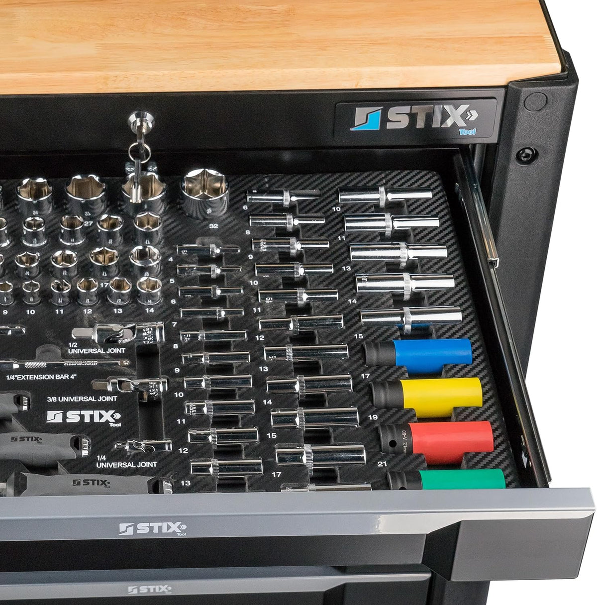 Stix UltimatePro C7/TS1 - Carro de herramientas con 267 piezas Cr-V - Juego de herramientas, carro de herramientas con ruedas, cajones con rodamiento