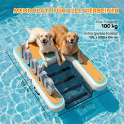 View PawHut Aufblasbare Hunde Wasserrampe Hunderampe Pool 151x102 cm Tragbares Hundeboot mit Rutschfester Eva-Oberfläche Schwimmende Dock Leiter für große image 5