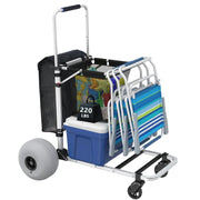 View Foldable Beach Cart with Adjustable Handle and 12" Balloon Wheels, Heavy Duty Aluminum 220LBS Capacity image 1
