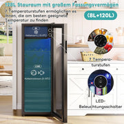 View Merax Kühlschrank 128L, Freistehend Getränkekühler mit 120L-Kühlschrank + 8L-Gefrierschrank, mit LED-Innenbeleuchtung und Verstellbare Einlegeböden, image 4
