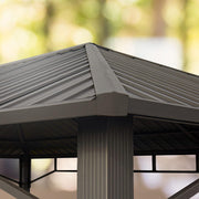 View TOOLPORT Gartenpavillon 3x3 m Stahldach Hardtop 4 Seitenteile in Grau, Pfosten 9x9 cm image 4
