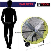 View 42′′ Belt Drive Drum Fan; Industrial, Garage, Shop, High Speed 2-Speed, Durable, Cut-Off Protection, Easy Mobility Rubber Wheels; SAFETY YELLOW. image 6
