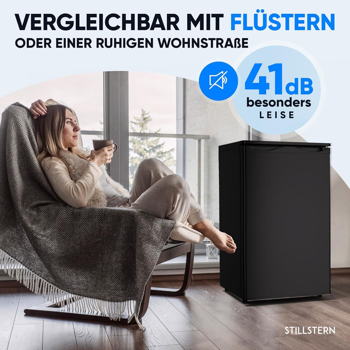 Stillstern Gefrierschrank C (73L) 4-Sterne-Gefrierfach -18°C ger. Energiever. Mini Freezer mit 3 Fächer, stufenlos reg. Temp., kleine Tiefkühltruhe,