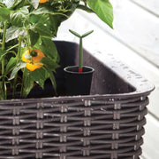 View Dark Brown Wicker Raised Garden Bed Planter w/ Water Indicator image 3