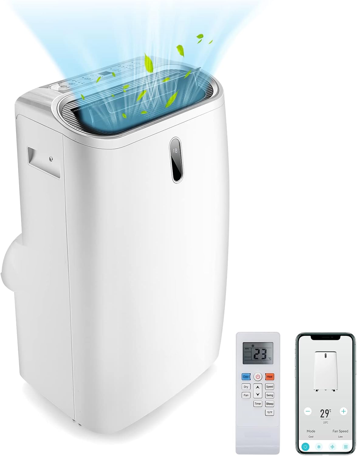 GOPLUS 14000 BTU Klimaanlage mit Abluftschlauch, 5 in 1 mobiles Klimagerät: Kühlen, Heizen, Entfeuchten, Belüften, Schlafmodus | für Raumgröße bis