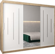 View ABIKSMEBLE York 1 250 Armario 2 Puertas Correderas para Dormitorio - Armario Moderno con Espejo, Barra y Estantes - 250x200x62 cm (Ancho x Alto x image 1
