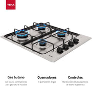View TEKA Placa de Gas Butano, 60 cm, 4 Fuegos, Mandos Ergonómicos, Seguridad Termopar, Parrillas Esmaltadas, HLX 640 KL image 2