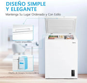 View MIDEA Arcon Congelador Pequeño Horizontal de 99L, Motor Inverter, Control Electrónico de Temperatura, Tecnologia D-TYPE Tube, Cestas con Asa, Easy image 6