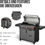 View Enders Gasgrill Hyde 6 SIKR Turbo, 6-Brenner aus Edelstahl für kraftvolles direktes und indirektes Grillen, 800 °C TURBO ZONE, SWITCH GRID, Infarot- image 6