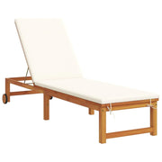 View 2025 Tumbonas 2 pcs con Mesa y Cojines de Madera Maciza de Acacia, Tumbona con Cojines Crema de Madera Maciza de Acacia, Mesa Lateral de Jardín image 4