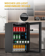 View WIE Mini Kühlschrank Getränkekühlschrank 70 Liter mit Doppelte Glastür mit Verstellbaren Ablagen Indoor Outdoor Klein Bierkühlschrank Leise 105 Dosen image 2