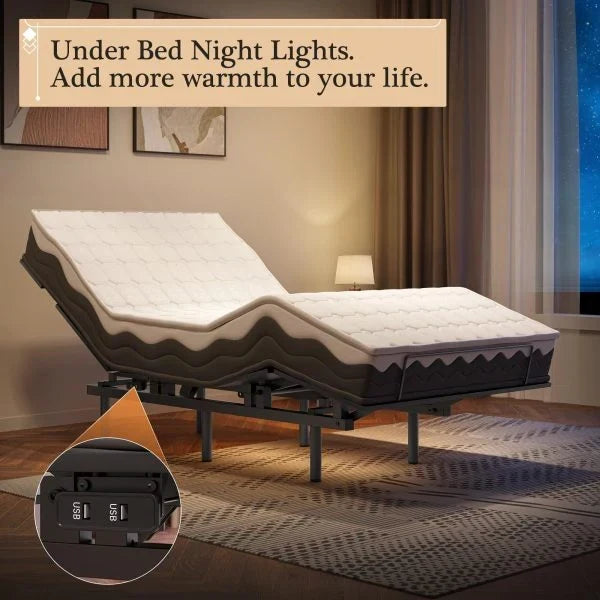 Adjustable Bed Frame -Wireless Remote -Memory Function -Adjustable Bed Base -Head and Foot Lift Incline -Zero Gravity -Quiet Motorfor Lying Down,