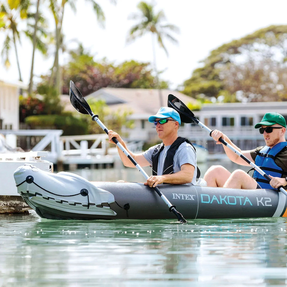 2025 Intex Dakota K2 Kayak inflable de vinilo para 2 personas, con remos y bomba – Caja abierta