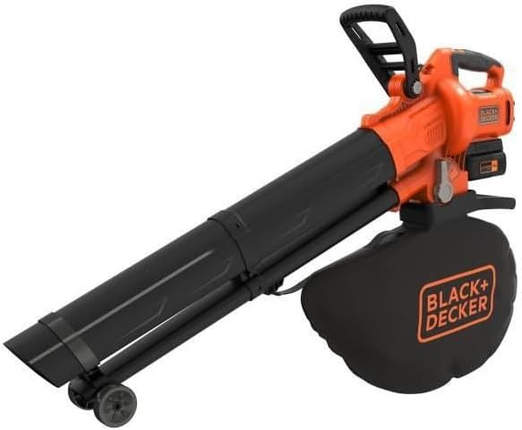 BLACK+DECKER Sopladora, aspiradora y trituradora de Hojas sin Cable de 36v, con Bolsa de recolección de 45L y batería de Litio de 2.5Ah, BCBLV3625L1-