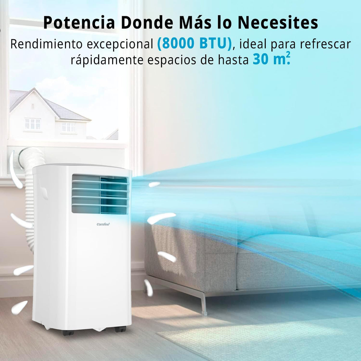 COMFEE Pingüino Aire Acondicionado Portátil 8000 BTU / 2000 Frigorías – Climatizador sin unidad exterior – Enfriador Silencioso Bajo Consumo con Kit
