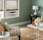 View 5000-watt window air conditioner, with a cooling area of 250 square feet, operates quietly, has easy and convenient temperature adjustment, 2 fan speeds, automatic restart function, and a white appearance image 4