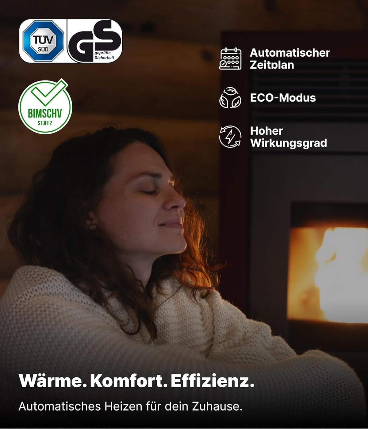 NEMAXX P12 Pelletofen 13,6 kW A+ bis 300 m³ – Auto-Reinigungszyklus, ECO-Modus, Wochenprogramm & mechanische Reinigungsunterstützung – Rot