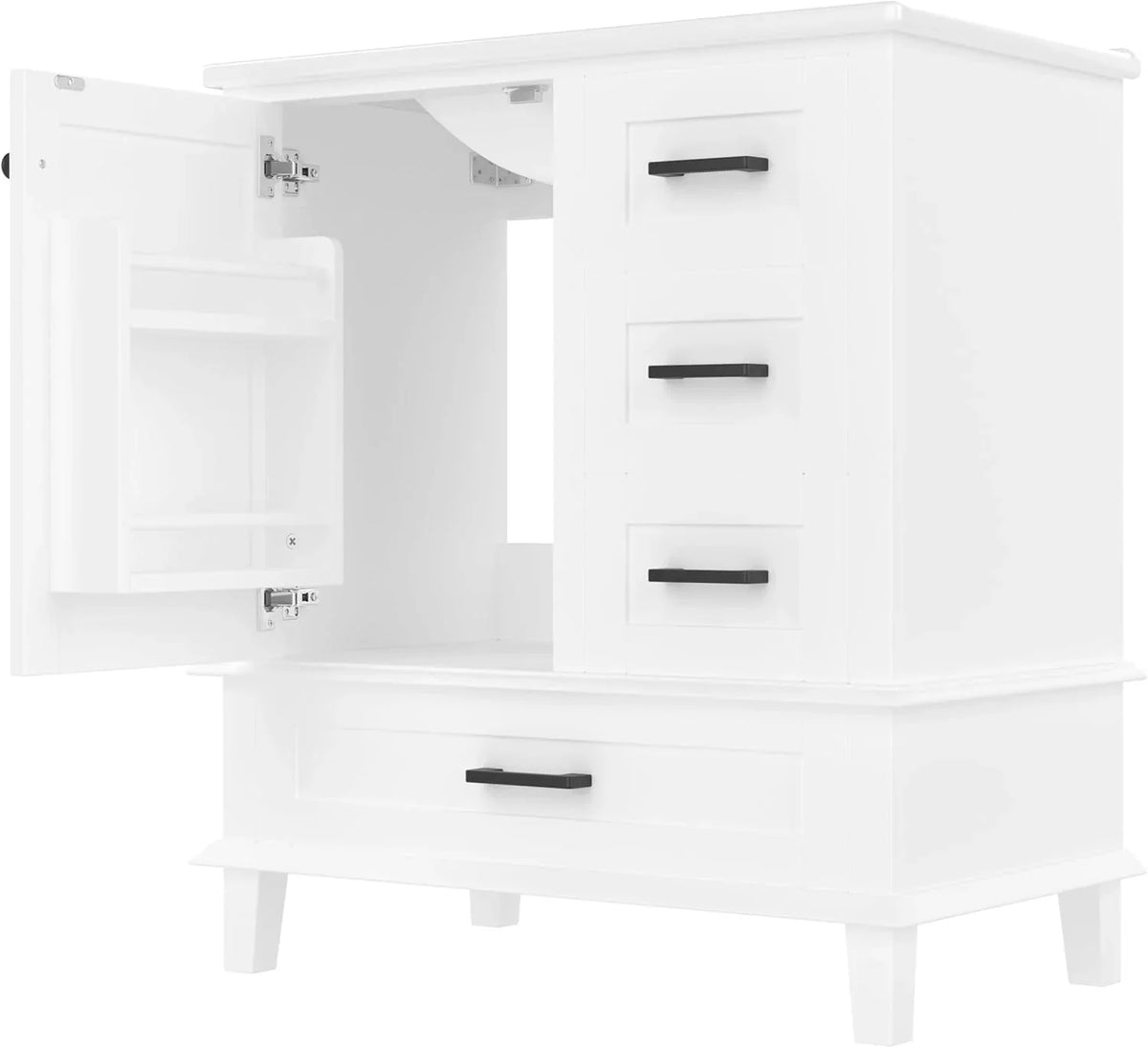 Moimhear Mueble de baño de pie, lavabo, lacado completo, tres cajones silenciosos, lavabo de cerámica integrado (blanco, 76 x 46 x 83,5 cm)