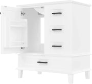 View Moimhear Mueble de baño de pie, lavabo, lacado completo, tres cajones silenciosos, lavabo de cerámica integrado (blanco, 76 x 46 x 83,5 cm) image 5