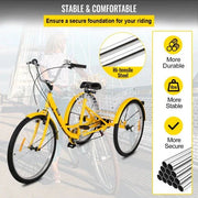 View 2025 Triciclo para adultos de 26 pulgadas, 7 velocidades, triciclo con canasta para paseos y compras image 5