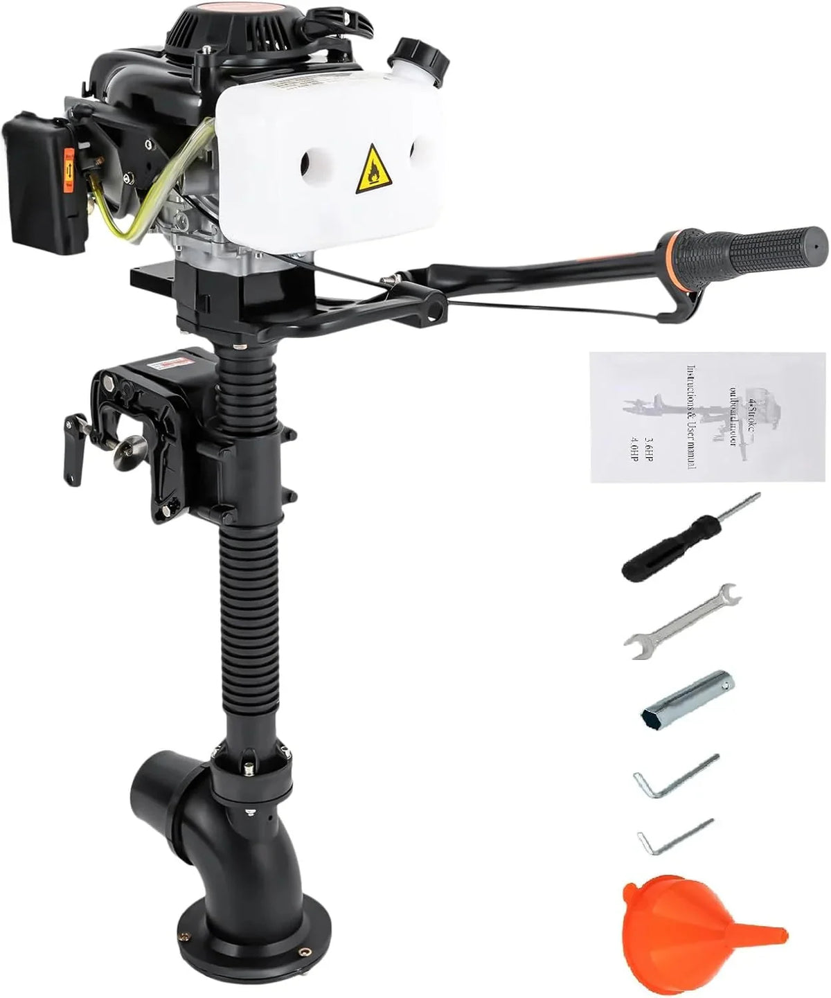 4 Stroke Outboard Motor, 4HP Heavy Duty Fishing Boat Engine with Wind Cooling CDI System, 55CC Jet Pump Boat Engine for Fishing Boats, Rubber Boats,