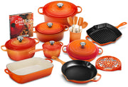 View 20-piece Signature Cast Iron Cookware Set,10.25 Skillet,1.75-quart Saucepan with Lid image 6