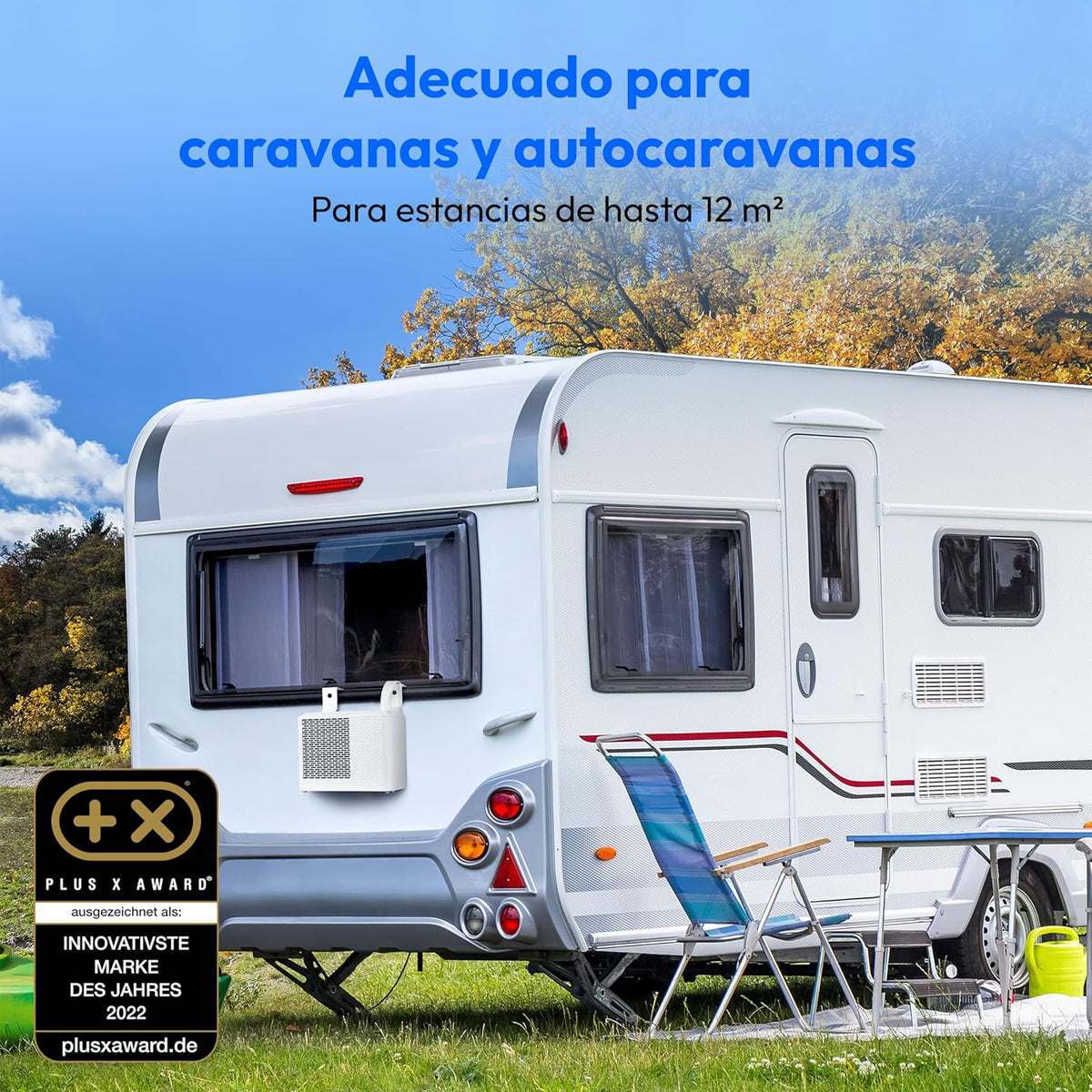 MEDION Smart Split Aire Acondicionado Caravana P502 (5000 BTU, 3 en 1, Refrigeración, Deshumidificación, Ventilador, hasta 12 m², ideal para caravanas