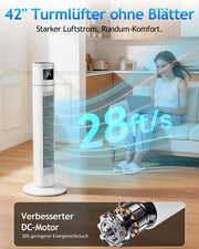 View Timiyou Turmventilator 20dB Sehr Leiser für Schlafzimmer & Kühlung mit Fernbedienung | 3 Geschwindigkeitsstufen, 12h Timer, 60° Oszillation, image 2