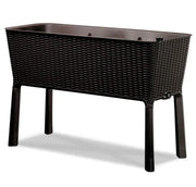 View Dark Brown Wicker Raised Garden Bed Planter w/ Water Indicator image 1