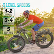 View Electric Bike for Adults 1000W, 48V 17.5AH Battery Adult Electric Bicycles, 26 Fat Tire Full Suspension Ebike, 28MPH Mountain Beach E Bike, 7 Speed, image 6