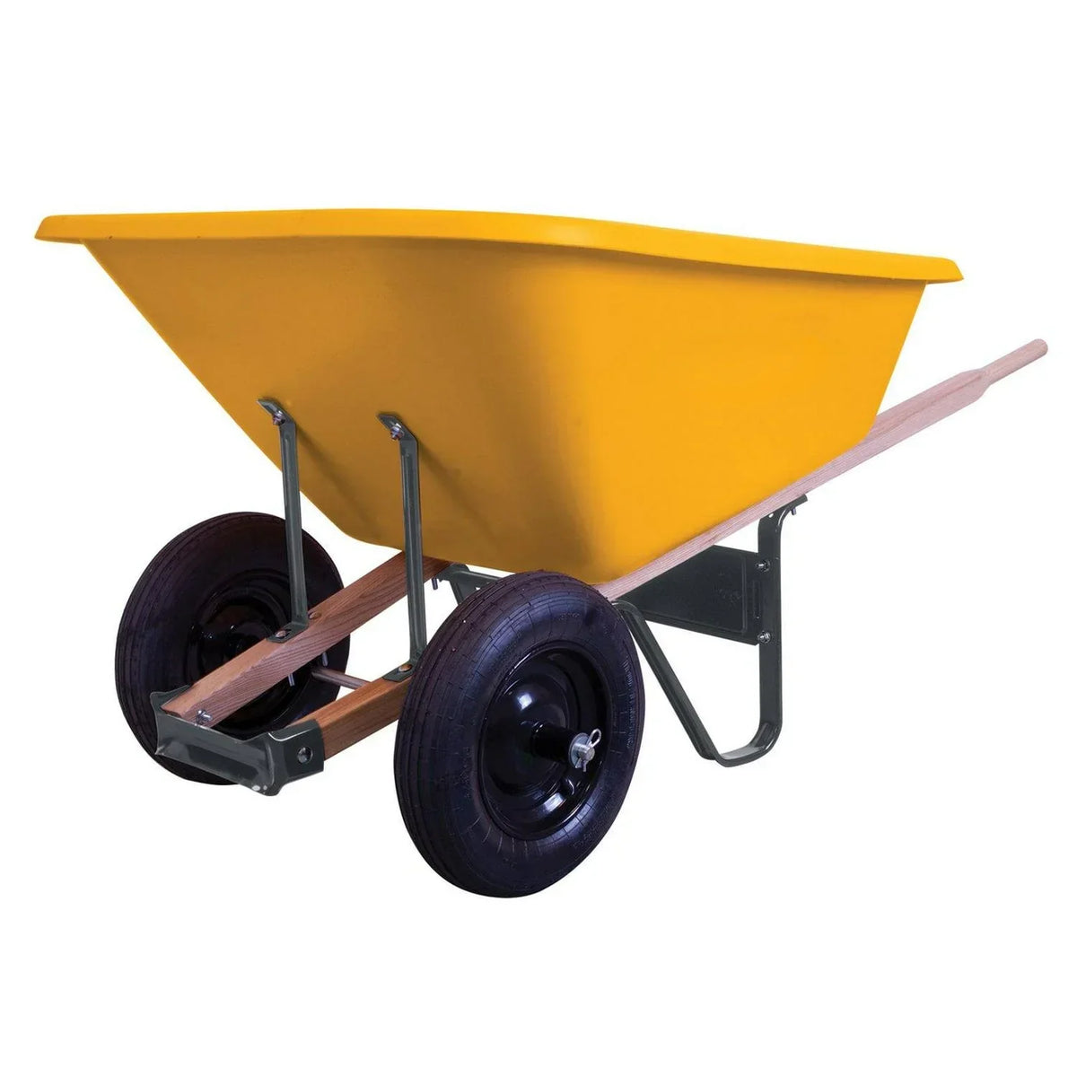 8 Cu Ft Poly Wheelbarrow with Dual Tires Durable Plastic Construction